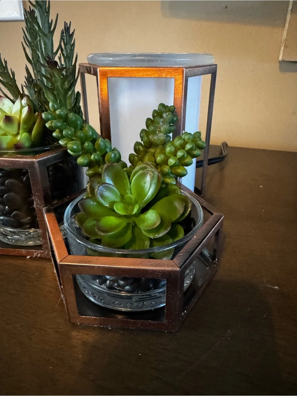 Scentsy Copper Cast Full Size Geometric Wax Warmer Metal Wire Glass